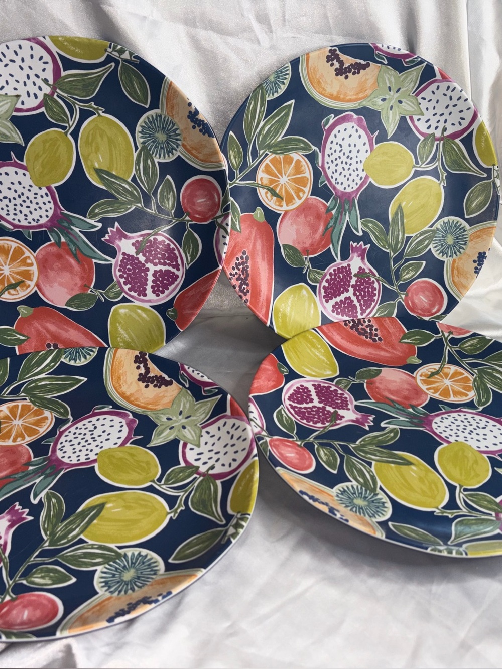 LOT OF 4 OPALHOUSE MELAMINE 11.5” PATTERNED DINNER PLATES